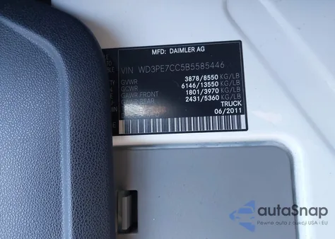 2011 Mercedes-Benz Sprinter 2500 Normal Roof из США, поврежденный, VIN WD3PE7CC5B5585446